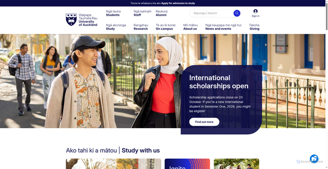 Security scan screenshot of https://www.auckland.ac.nz/en.html