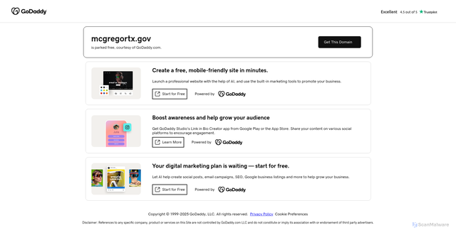 Security scan screenshot of https://mcgregortx.gov/