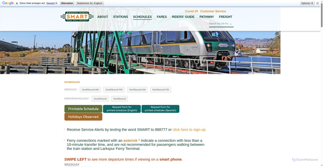 Security scan screenshot of https://www.sonomamarintrain.org/schedules-fares