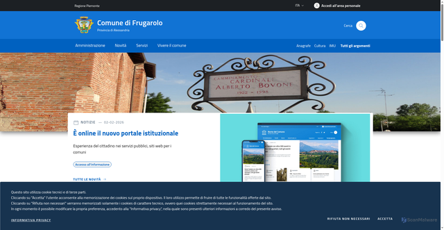 Security scan screenshot of https://www.comune.frugarolo.al.it/