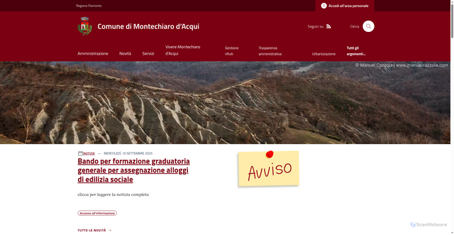 Security scan screenshot of https://www.comune.montechiarodacqui.al.it/