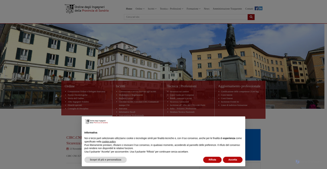 Security scan screenshot of https://www.ordineingegnerisondrio.it/