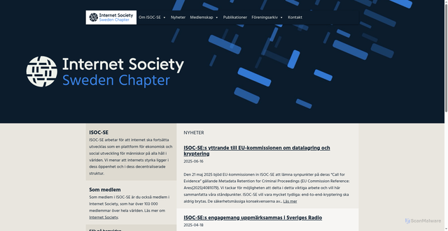 Security scan screenshot of https://isoc.se/