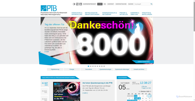 Security scan screenshot of https://www.ptb.de/cms/