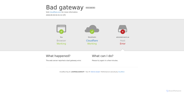 Security scan screenshot of https://advokatsnack.se
