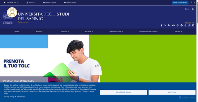 Security scan screenshot of https://www.unisannio.it/it