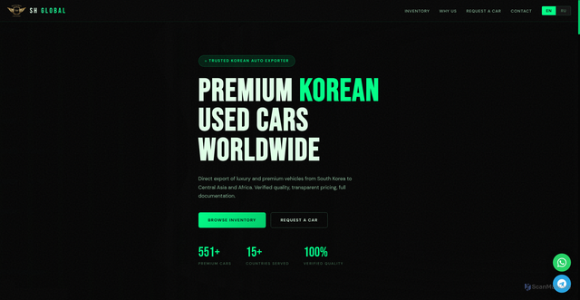 Security scan screenshot of https://shglobalauto.pages.dev/