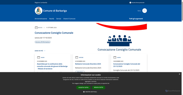 Security scan screenshot of https://www.comune.barbariga.bs.it/it