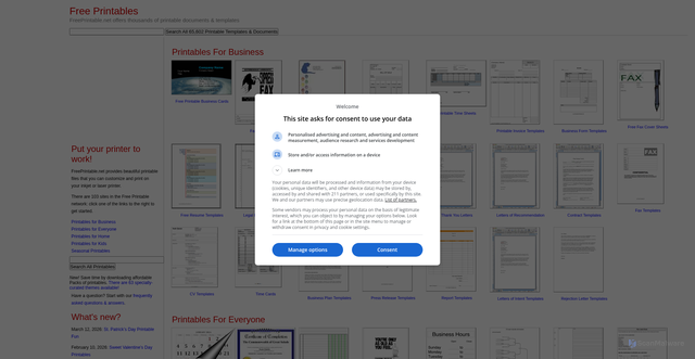 Security scan screenshot of https://www.freeprintable.net