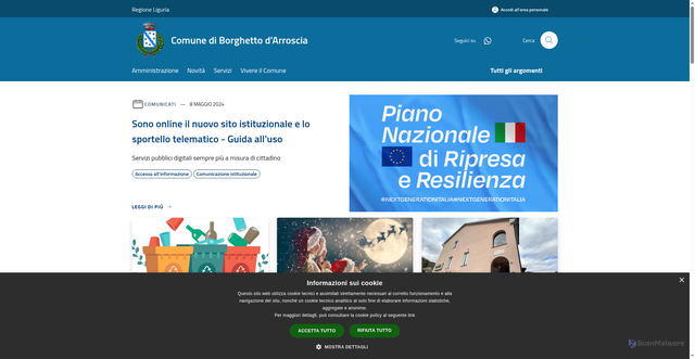 Security scan screenshot of https://www.comune.borghettodarroscia.im.it/it