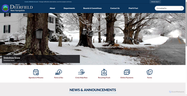 Security scan screenshot of https://deerfieldnh.gov/