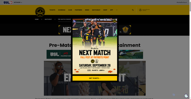 Security scan screenshot of https://www.charlestonbattery.com/matchday/matchday-entertainment/