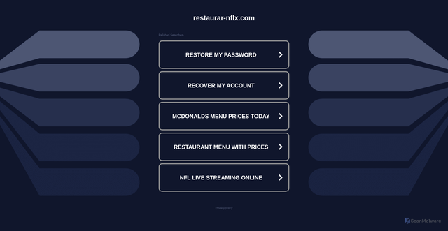 Security scan screenshot of https://www.restaurar-nflx.com/