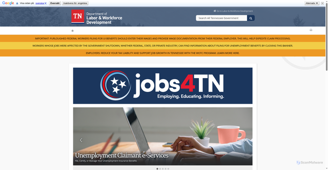 Security scan screenshot of http://www.jobsfortn.gov/
