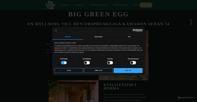 Security scan screenshot of https://www.biggreenegg.eu/se/?utm_source=newsletter&utm_medium=email&utm_campaign=Tournytt_v35_2026&dt_id=fcd58f97-538d-4232-8bec-ce92f0c0cceb