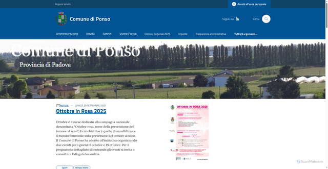 Security scan screenshot of https://www.comune.ponso.pd.it/