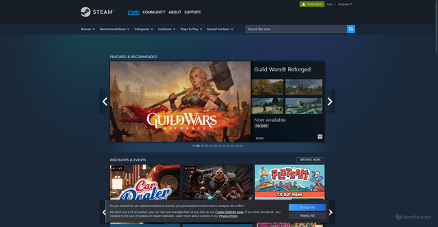 Security scan screenshot of https://s.team/