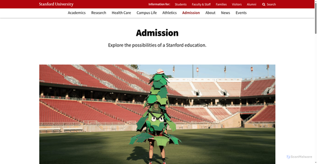 Security scan screenshot of https://www.stanford.edu/admission/