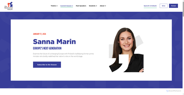 Security scan screenshot of https://www.richmondforum.org/speaker/sanna-marin/
