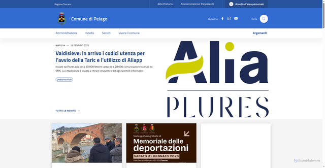 Security scan screenshot of https://www.comune.pelago.fi.it/