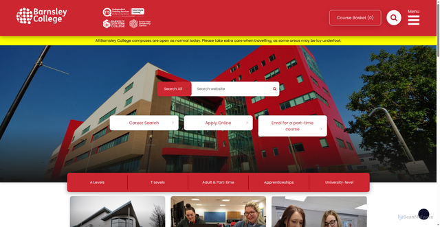 Security scan screenshot of http://www.barnsley.ac.uk/