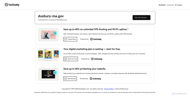 Security scan screenshot of https://duxbury-ma.gov/