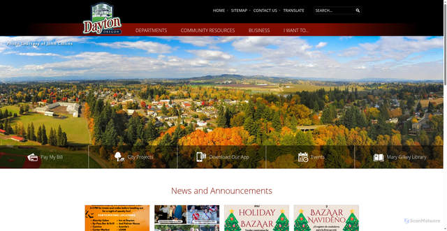 Security scan screenshot of https://www.daytonoregon.gov/