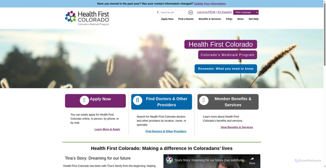 Security scan screenshot of https://www.healthfirstcolorado.com/
