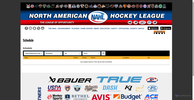 Security scan screenshot of https://nahl.com/schedule/