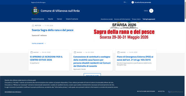 Security scan screenshot of https://www.comune.villanova.pc.it