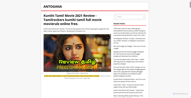 Security scan screenshot of https://anagotan.pages.dev/posts/kunthi-tamil-movie-2021-review/