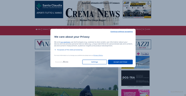 Security scan screenshot of https://crema-news.it