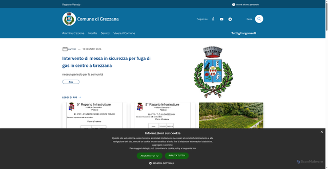 Security scan screenshot of https://www.comune.grezzana.vr.it/it