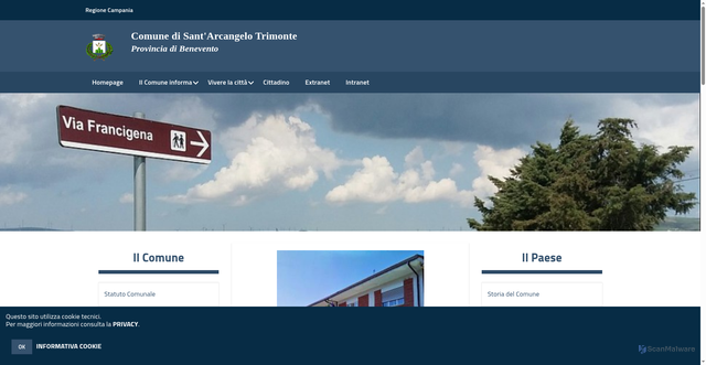 Security scan screenshot of https://www.comune.santarcangelotrimonte.bn.it/hh/index.php