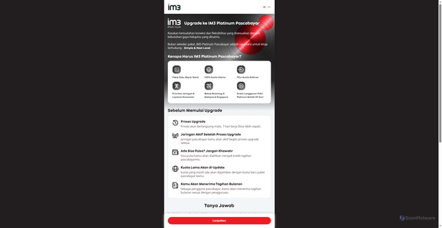 Security scan screenshot of https://im3upgrade.ioh.co.id