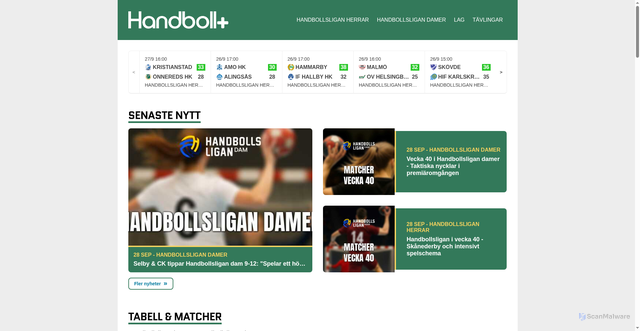 Security scan screenshot of https://handbollplus.se