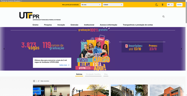 Security scan screenshot of https://www.utfpr.edu.br/