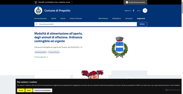 Security scan screenshot of https://www.comune.prepotto.ud.it/