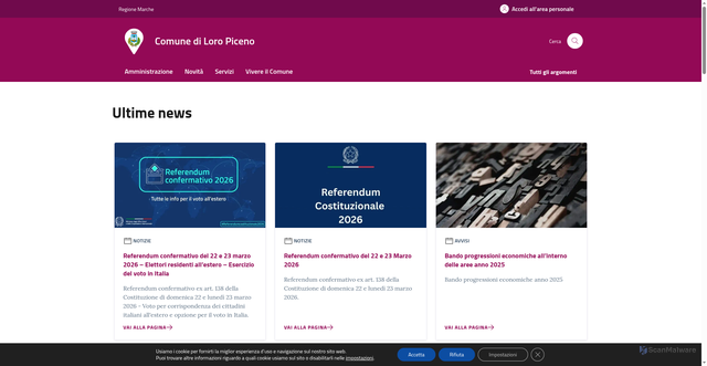 Security scan screenshot of https://www.comune.loropiceno.mc.it/