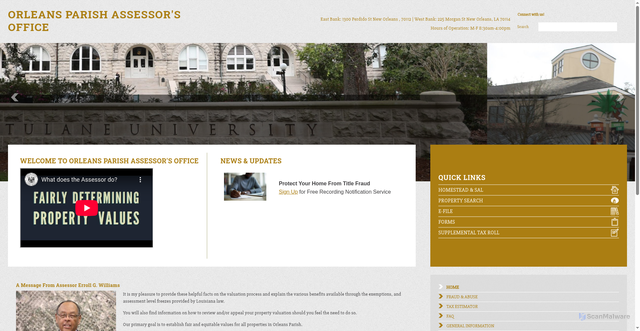 Security scan screenshot of https://www.nolaassessor.com