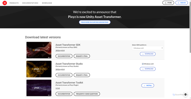 Security scan screenshot of https://pixyz-software.com