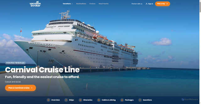 Security scan screenshot of https://vacationbooker.com/cruises/lines/carnival/