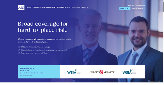 Security scan screenshot of http://aiuusaonline.com/