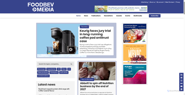 Security scan screenshot of https://foodbev.com