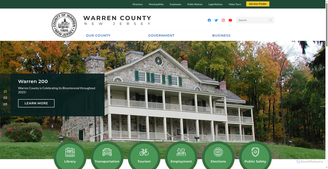 Security scan screenshot of https://www.warrencountynj.gov/