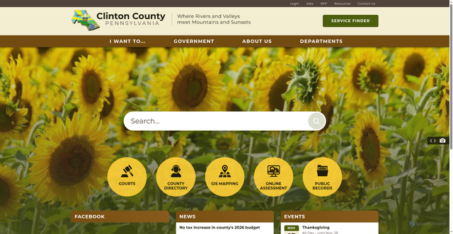 Security scan screenshot of https://www.clintoncountypa.gov/