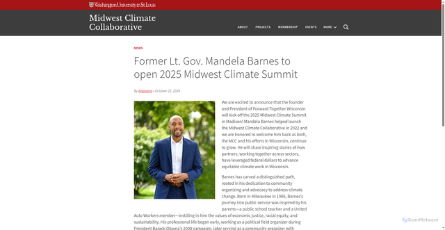 Security scan screenshot of https://midwestclimatecollaborative.wustl.edu/mandela-barnes/