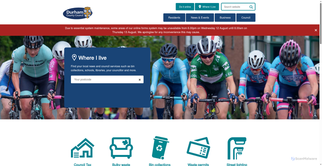 Security scan screenshot of https://durham.gov.uk