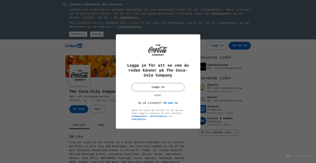 Security scan screenshot of https://se.linkedin.com/company/the-coca-cola-company