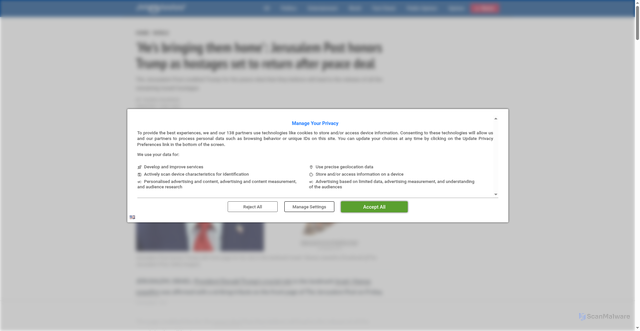 Security scan screenshot of https://news.meaww.com/hes-bringing-them-home-jerusalem-post-honors-trump-as-hostages-set-to-return-after-peace-deal